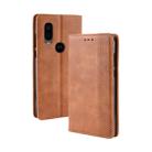 Magnetic Buckle Retro Crazy Horse Texture Horizontal Flip Leather Case for Motorola MOTO One Vision, with Holder & Card Slots & Photo Frame(Brown) - 1