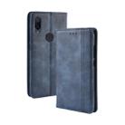 Magnetic Buckle Retro Crazy Horse Texture Horizontal Flip Leather Case for Xiaomi Redmi Note 7S, with Holder & Card Slots & Photo Frame(Blue) - 1