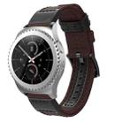Canvas and Leather Watch Band for Samsung Gear S2/Galaxy Active 42mm, Wrist Strap Size:135+96mm(Brown) - 1