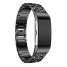 Diamond-studded Solid Stainless Steel Watch Band for Fitbit Charge 2(Black) - 1