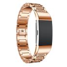 Diamond-studded Solid Stainless Steel Watch Band for Fitbit Charge 2(Rose Gold) - 1