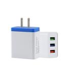 2A 3USB Mobile Phone Travel Charger US PLug(blue) - 1