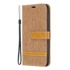 Color Matching Denim Texture Leather Case for Samsung Galaxy A20E, with Holder & Card Slots & Wallet & Lanyard(Brown) - 1
