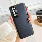 For Huawei Nova 7 Pro All-Inclusive Pure Pigmented Leather Phone Case With Lens Protection(Black) - 1