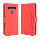 For  LG K41S / K51S Wallet Style Skin Feel Calf Pattern Leather Case, with Holder & Separate Card Slot & Photo Frame(Red) - 1