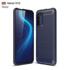 For Huawei Honor X10 Brushed Texture Carbon Fiber TPU Case(Navy Blue) - 1