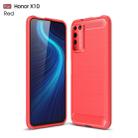 For Huawei Honor X10 Brushed Texture Carbon Fiber TPU Case(Red) - 1