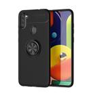 For Galaxy A11 Metal Ring Holder 360 Degree Rotating TPU Case(Black+Black) - 1