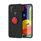 For Galaxy A11 Metal Ring Holder 360 Degree Rotating TPU Case(Black+Red) - 1