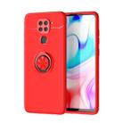 For Xiaomi Redmi Note 9 Metal Ring Holder 360 Degree Rotating TPU Case(Red+Red) - 1