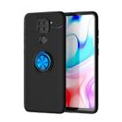 For Xiaomi Redmi Note 9 Metal Ring Holder 360 Degree Rotating TPU Case(Black+Blue) - 1