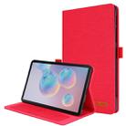 For Samsung Galaxy Tab A 8.4 (2020) Horizontal Flip TPU + Fabric PU Leather Protective Case with Name Card Clip(Red) - 1