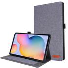 For Samsung Galaxy Tab S6 Lite Horizontal Flip TPU + Fabric PU Leather Protective Case with Name Card Clip(Grey) - 1