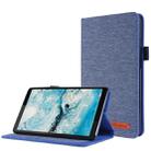 For Lenovo Tab M7 Horizontal Flip TPU + Fabric PU Leather Protective Case with Name Card Clip(Dark Blue) - 1