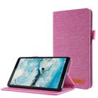 For Lenovo Tab M7 Horizontal Flip TPU + Fabric PU Leather Protective Case with Name Card Clip(Rose Red) - 1
