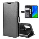 For Huawei P smart 2020 R64 Texture Single Horizontal Flip Protective Case with Holder & Card Slots & Wallet& Photo Frame(Black) - 1