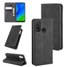 For Huawei P smart 2020 Retro-skin Business Magnetic Suction Leather Case with Holder & Card Slots & Wallet(Black) - 1