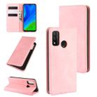 For Huawei P smart 2020 Retro-skin Business Magnetic Suction Leather Case with Holder & Card Slots & Wallet(Pink) - 1