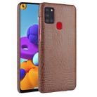 For Samsung Galaxy A21s Shockproof Crocodile Texture PC + PU Case(Brown) - 1