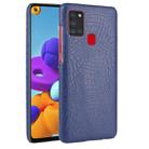 For Samsung Galaxy A21s Shockproof Crocodile Texture PC + PU Case(Blue) - 1