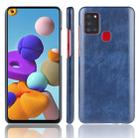 For Samsung Galaxy A21s Shockproof Litchi Texture PC + PU Case(Blue) - 1