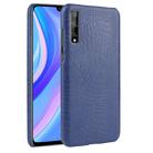 For Huawei Y8p Shockproof Crocodile Texture PC + PU Case(Blue) - 1