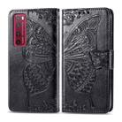 For Huawei Nova 7 Pro Butterfly Love Flower Embossed Horizontal Flip Leather Case with Bracket / Card Slot / Wallet / Lanyard(Black) - 1