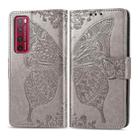 For Huawei Nova 7 Pro Butterfly Love Flower Embossed Horizontal Flip Leather Case with Bracket / Card Slot / Wallet / Lanyard(Gray) - 1