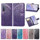 For Huawei Nova 7 Pro Butterfly Love Flower Embossed Horizontal Flip Leather Case with Bracket / Card Slot / Wallet / Lanyard(Gray) - 3