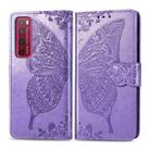 For Huawei Nova 7 Pro Butterfly Love Flower Embossed Horizontal Flip Leather Case with Bracket / Card Slot / Wallet / Lanyard(Light Purple) - 2