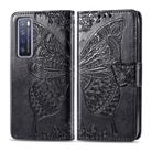 For Huawei Nova 7 Pro Butterfly Love Flower Embossed Horizontal Flip Leather Case with Bracket / Card Slot / Wallet / Lanyard(Black) - 2