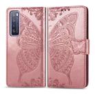 For Huawei Nova 7 Pro Butterfly Love Flower Embossed Horizontal Flip Leather Case with Bracket / Card Slot / Wallet / Lanyard(Rose Gold) - 2