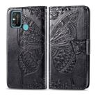 For Huawei Honor 9A Butterfly Love Flower Embossed Horizontal Flip Leather Case with Bracket / Card Slot / Wallet / Lanyard(Black) - 1