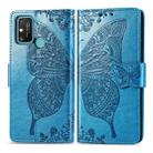 For Huawei Honor 9A Butterfly Love Flower Embossed Horizontal Flip Leather Case with Bracket / Card Slot / Wallet / Lanyard(Blue) - 1