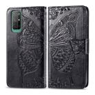 For Huawei Honor 30S Butterfly Love Flower Embossed Horizontal Flip Leather Case with Bracket / Card Slot / Wallet / Lanyard(Black) - 1