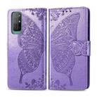 For Huawei Honor 30S Butterfly Love Flower Embossed Horizontal Flip Leather Case with Bracket / Card Slot / Wallet / Lanyard(Light Purple) - 1