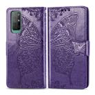 For Huawei Honor 30S Butterfly Love Flower Embossed Horizontal Flip Leather Case with Bracket / Card Slot / Wallet / Lanyard(Dark Purple) - 1