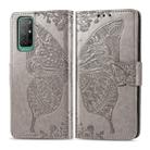 For Huawei Honor 30S Butterfly Love Flower Embossed Horizontal Flip Leather Case with Bracket / Card Slot / Wallet / Lanyard(Gray) - 1