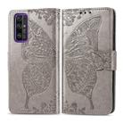 For Huawei Honor 30 Butterfly Love Flower Embossed Horizontal Flip Leather Case with Bracket / Card Slot / Wallet / Lanyard(Gray) - 1