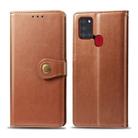 For Samsung Galaxy A21S Retro Solid Color Leather Buckle Phone Case with Lanyard & Photo Frame & Card Slot & Wallet & Stand Function(Brown) - 1