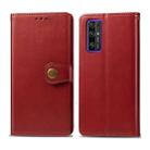 For Huawei Honor 30 Retro Solid Color Leather Buckle Phone Case with Lanyard & Photo Frame & Card Slot & Wallet & Stand Function(Red) - 1