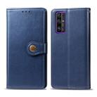 Huawei Honor 30 Pro Retro Solid Color Leather Buckle Phone Case with Lanyard & Photo Frame & Card Slot & Wallet & Stand Function(Blue) - 1