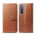 For Huawei Nova 7 Retro Solid Color Leather Buckle Phone Case with Lanyard & Photo Frame & Card Slot & Wallet & Stand Function(Brown) - 1