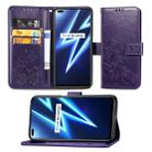 For Oppo Realme 6 Pro Lucky Clover Pressed Flowers Pattern Leather Case with Holder & Card Slots & Wallet & Hand Strap(Purple) - 1