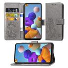 For Samsung Galaxy A21s Lucky Clover Pressed Flowers Pattern Leather Case with Holder & Card Slots & Wallet & Hand Strap(Gray) - 1