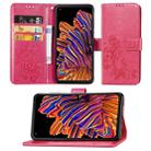 For Galaxy Xcover Pro Lucky Clover Pressed Flowers Pattern Leather Case with Holder & Card Slots & Wallet & Hand Strap(Rose) - 1