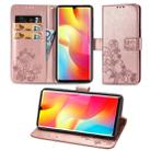 For Xiaomi Mi Note 10 Lite Lucky Clover Pressed Flowers Pattern Leather Case with Holder & Card Slots & Wallet & Hand Strap(Rose Gold) - 1