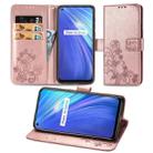 For OPPO Realme 6 Four-leaf Clasp Embossed Buckle Mobile Phone Protection Leather Case with Lanyard & Card Slot & Wallet & Bracket Function(Rose Gold) - 1