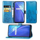For OPPO Realme 6 Four-leaf Clasp Embossed Buckle Mobile Phone Protection Leather Case with Lanyard & Card Slot & Wallet & Bracket Function(Blue) - 1