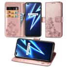 For OPPO Realme 6 Pro Four-leaf Clasp Embossed Buckle Mobile Phone Protection Leather Case with Lanyard & Card Slot & Wallet & Bracket Function(Rose Gold) - 1